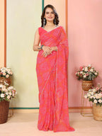 Red Georgette Designer Printed Ready To Wear Saree - Elite