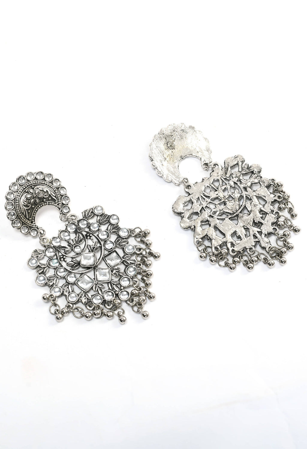 Mominos Fashion Johar Kamal Silver Color Base With Kundan Earrings - Distacart