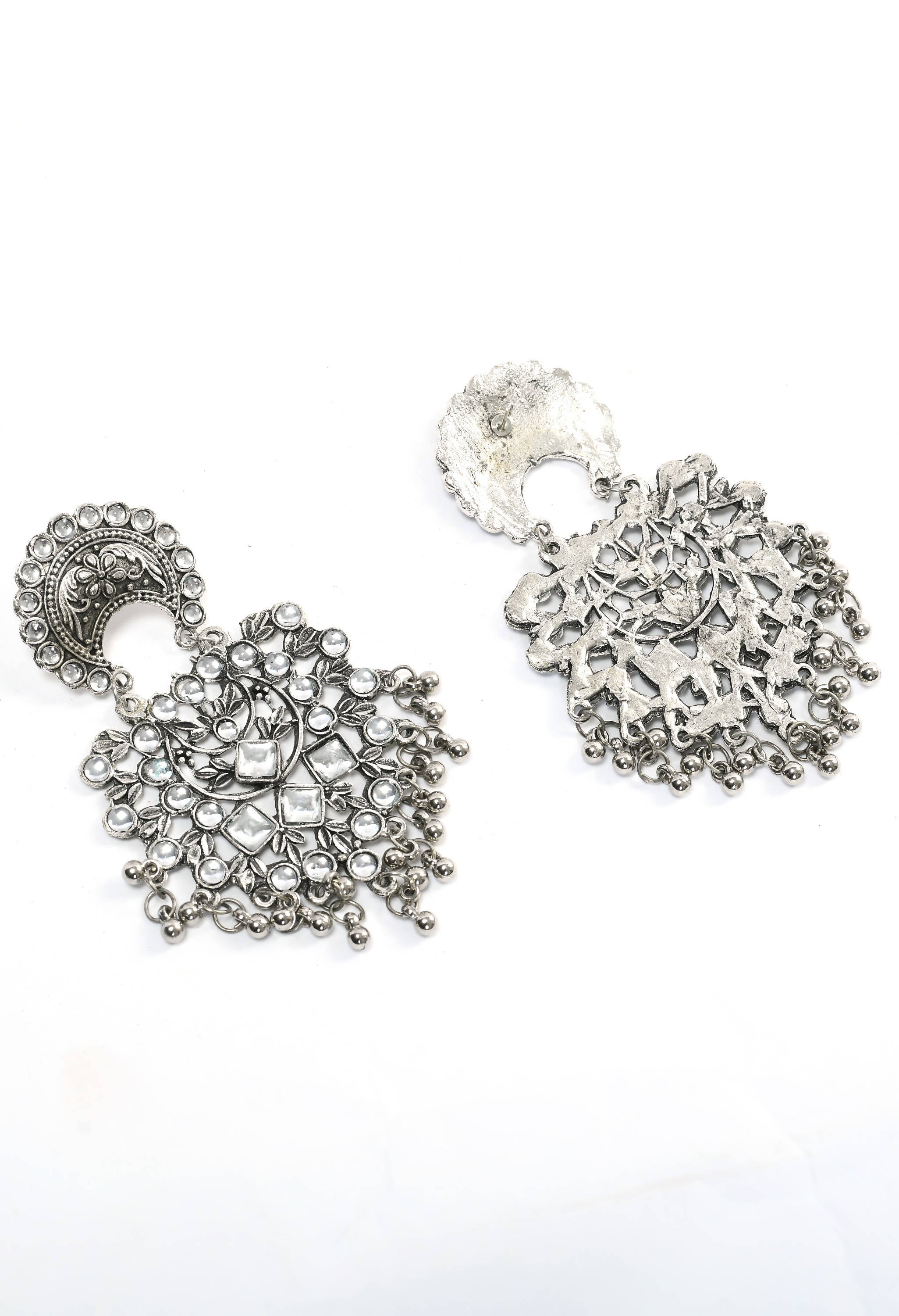 Mominos Fashion Johar Kamal Silver Color Base With Kundan Earrings - Distacart