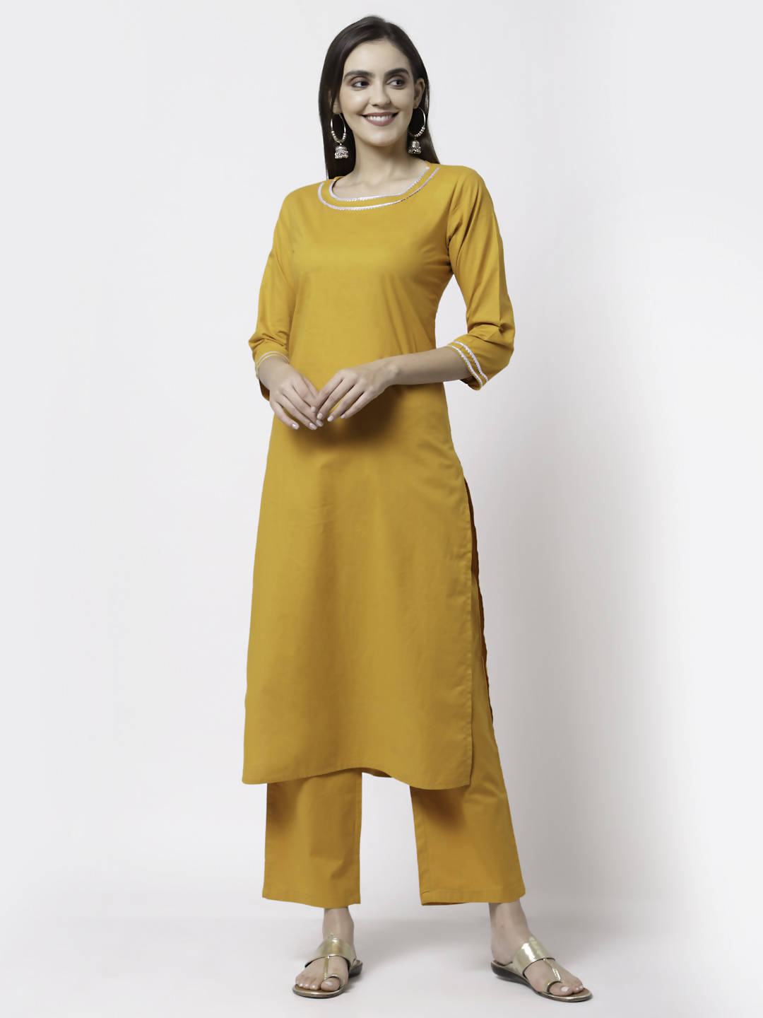 Myshka Trendy Women's Cotton Round Neck Casual Kurta Pant Dupatta Set - Distacart