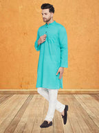 Even Apparels Men's Pure Cotton Green Kurta