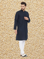 Even Apparels Men's Pure Cotton Navy Kurta