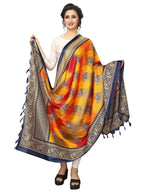 Vamika Navy Blue Printed Khadi Bhagalpuri Dupatta