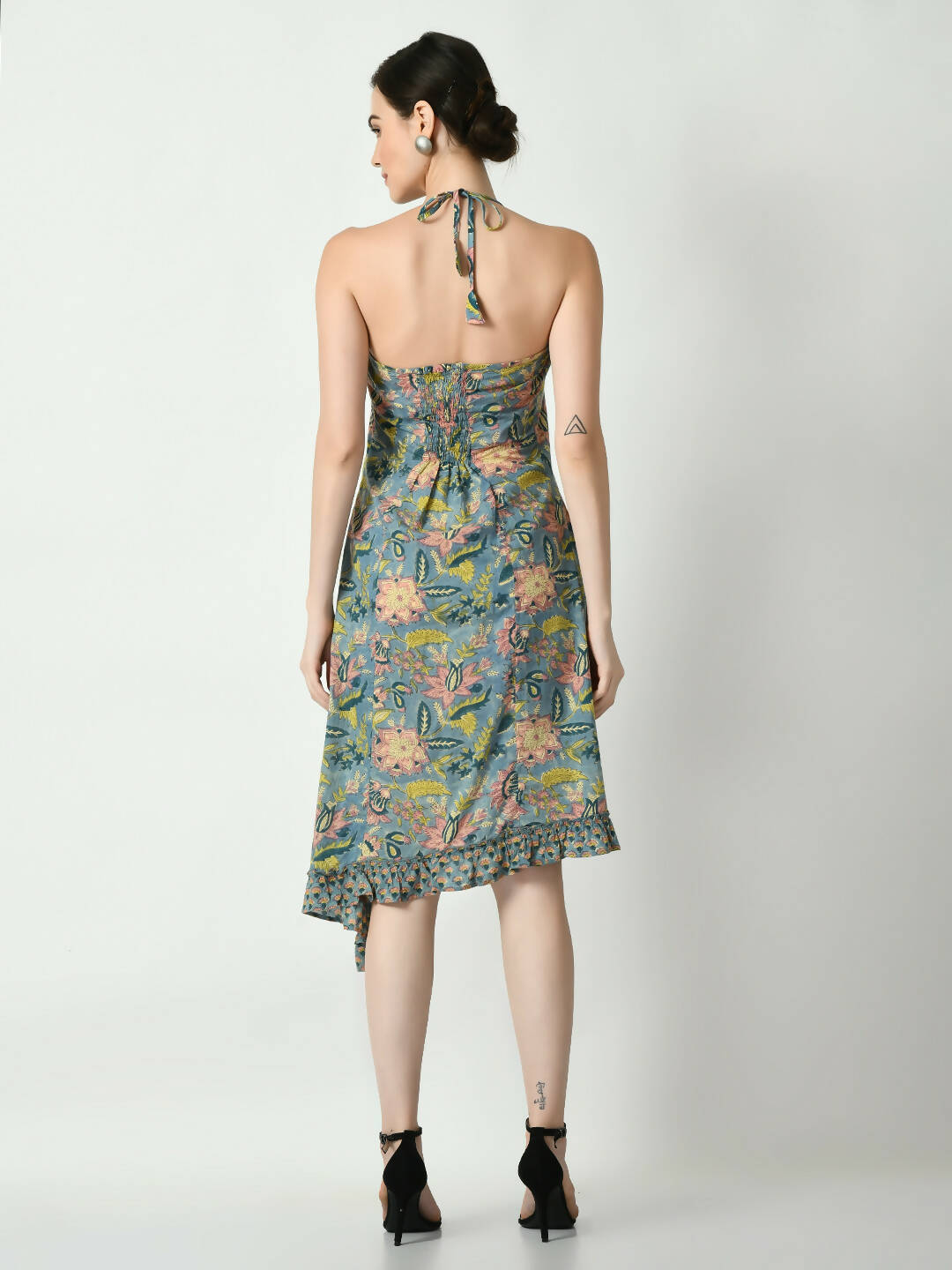 Myshka Women's Multi Floral Printed Fit and Flare Dress - Distacart