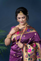 Jyoti Fashion Women's Wine Paithani Silk Zari Woven Saree with Blouse
