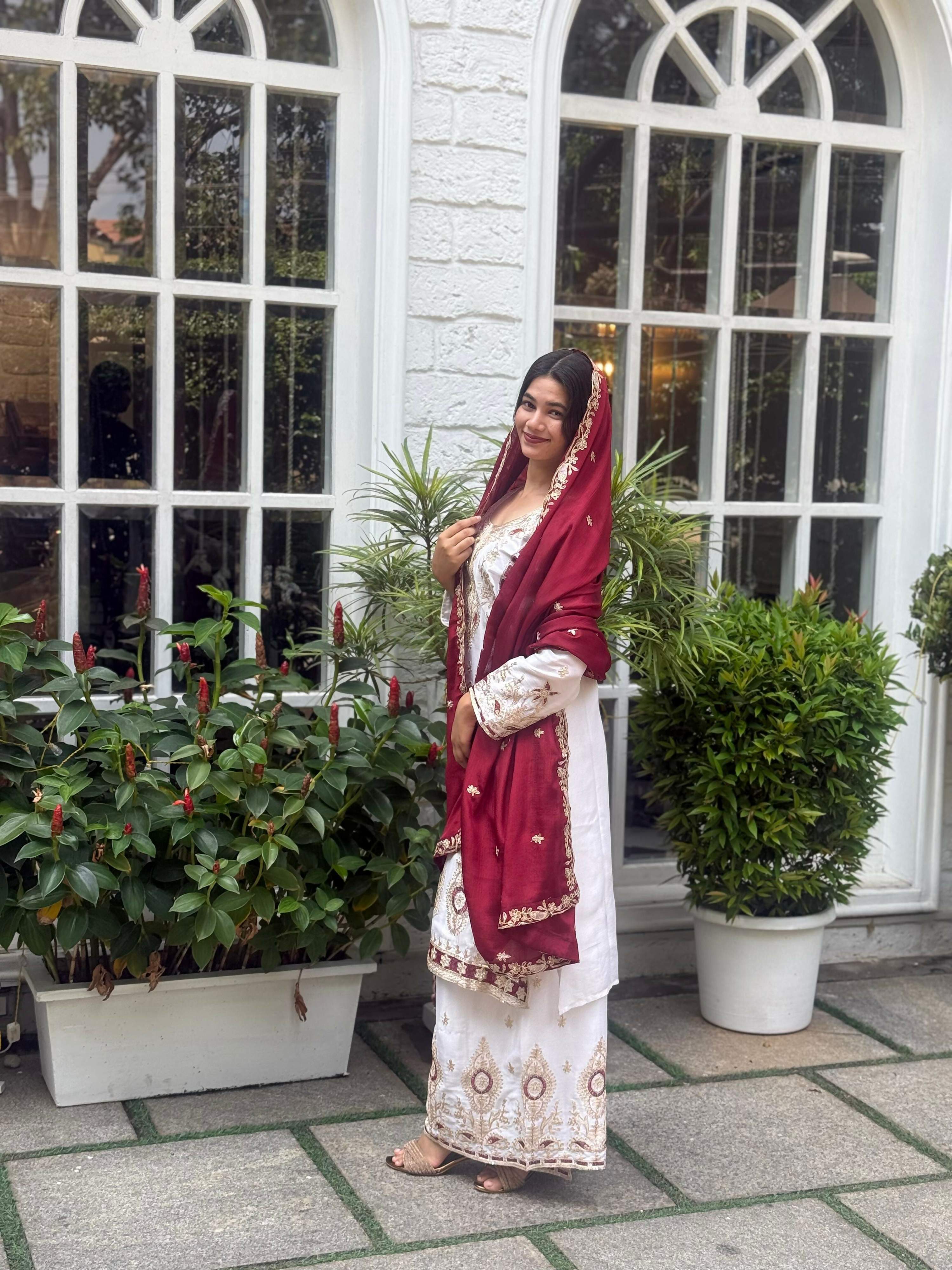Teeya Creation White Color Chinon Silk Party Wear Trending Palazzo Set - Distacart