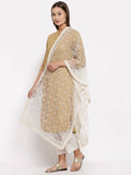 Myshka Women's Beautiful White Net Solid Casual Dupatta