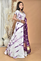 Morchari Women Tai Dai And Hand Embroidery Lehenga-Purple