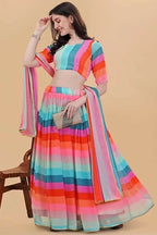 Jyoti Fashion Multicolor Printed Georgette Designer Lehenga Choli with Dupatta