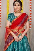 DEIANA'S Beautiful Pure Jari Silk Weaving Lehengha Choli - Teal