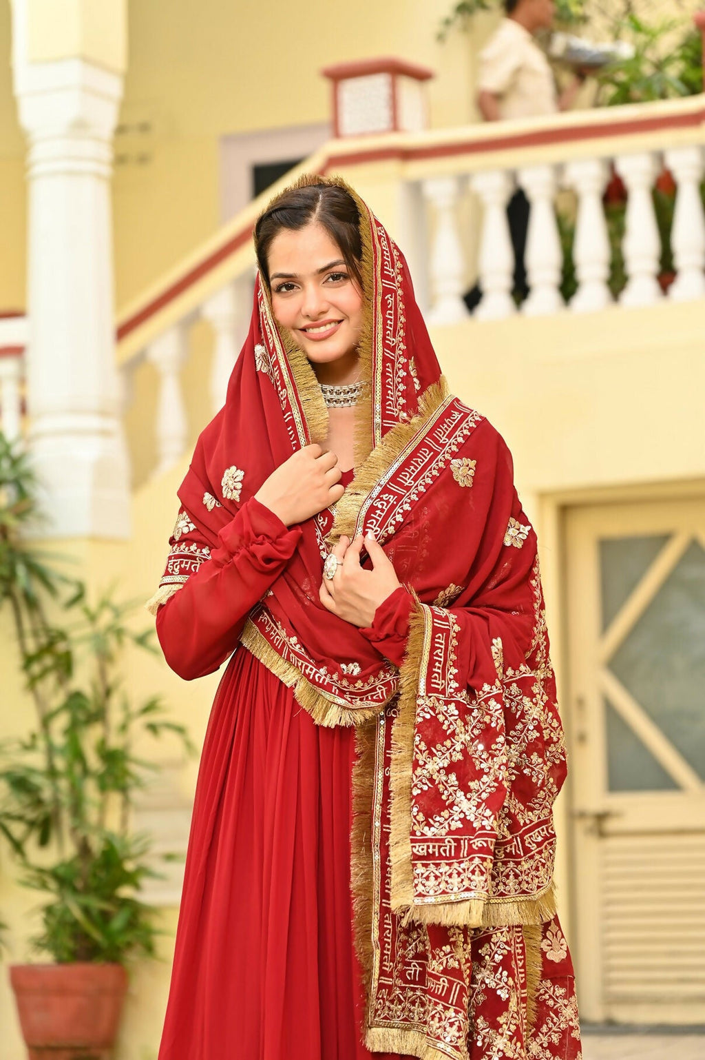 Joban Fashion Red Georgette Sequence Embroidery Work Kurta Set - Distacart