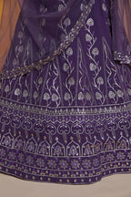 Purple Zari Sequence Embroidery Georgette Lehenga Choli - Jihu Culture