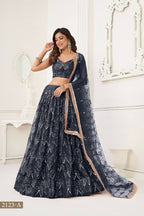 Eilara Glamorous Black Net With Sequins And Thread Embroidery Real Mirror Work Lehenga Choli For Wedding