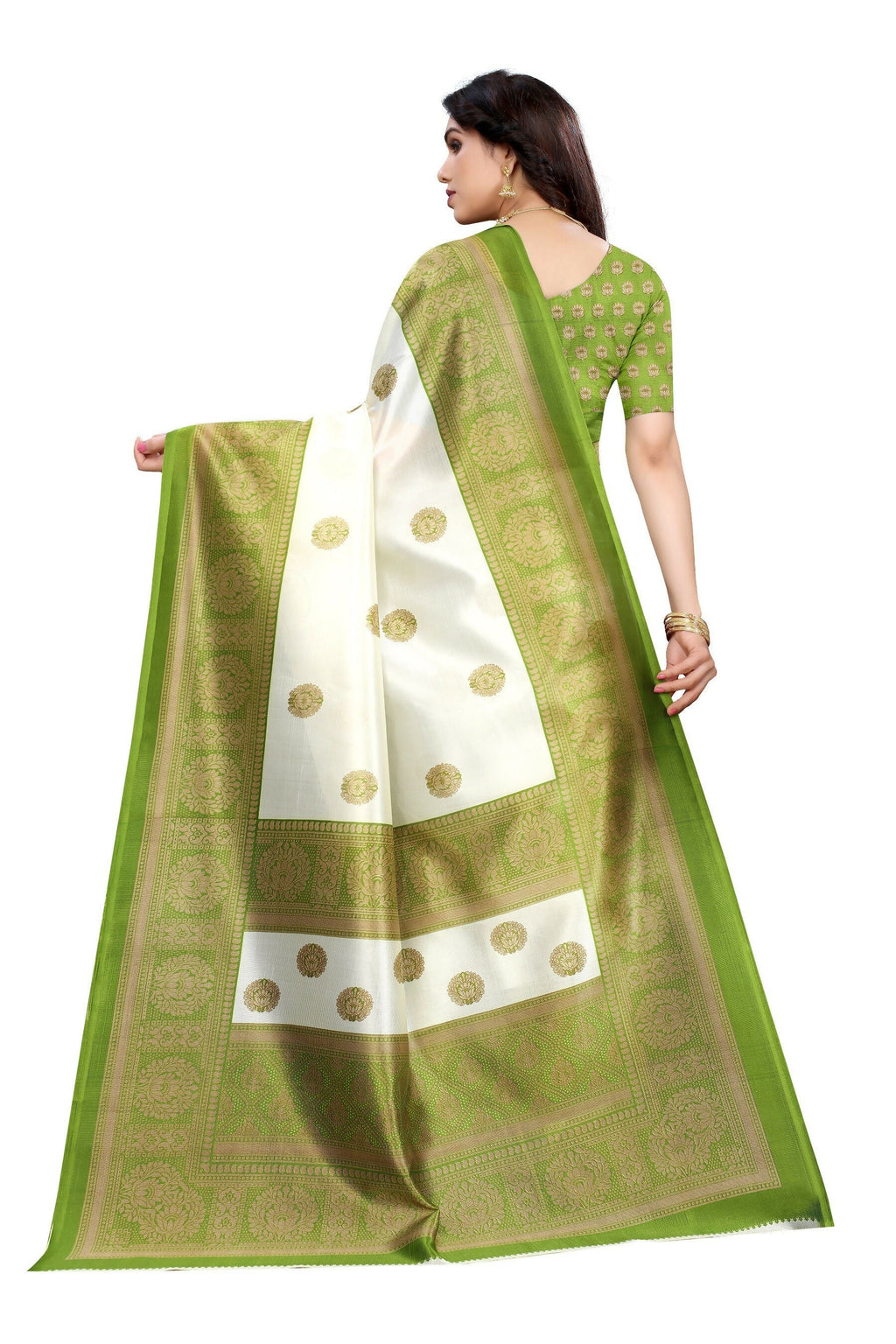 Vamika Green Printed Art Silk Saree