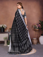 Anaita Black Weaving Linen Cotton Saree With Blouse - Distacart