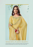 Mustard Silk Georgette Solid Saree With Unstitched Blouse Piece - Norita Ikshita