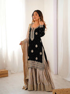 Lehenga Mart Designer Sharara Suit With Kurta, Sharara, Dupatta For Women-Black - Distacart