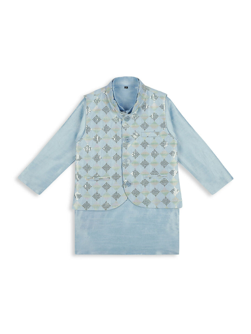 Joban Fashion Kids Island stylish Tikli work Nehru Jacket Full Sleeves Kurta, Pyjama Set - Sky Blue - Distacart