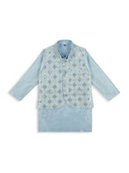 Joban Fashion Kids Island stylish Tikli work Nehru Jacket Full Sleeves Kurta, Pyjama Set - Sky Blue - Distacart