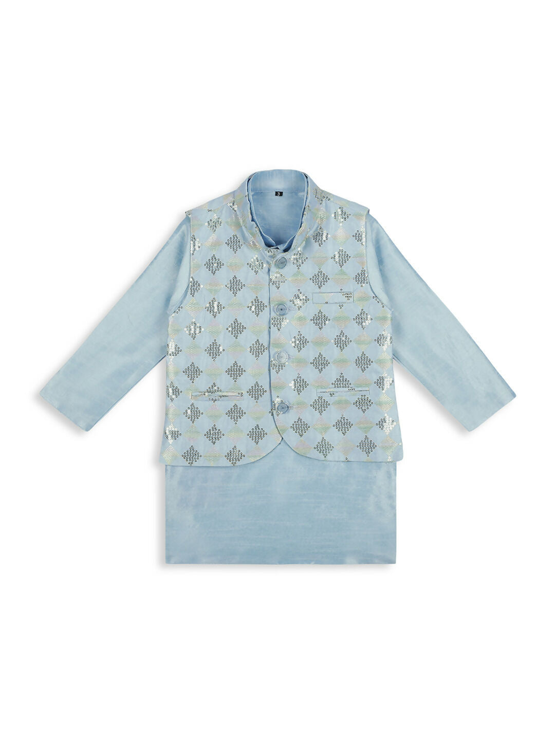 Joban Fashion Kids Island stylish Tikli work Nehru Jacket Full Sleeves Kurta, Pyjama Set - Sky Blue - Distacart