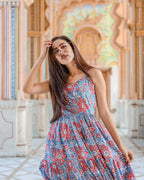 Designer Partywear Printed Blue Pure Maslin Gown - Anbazaar - Distacart