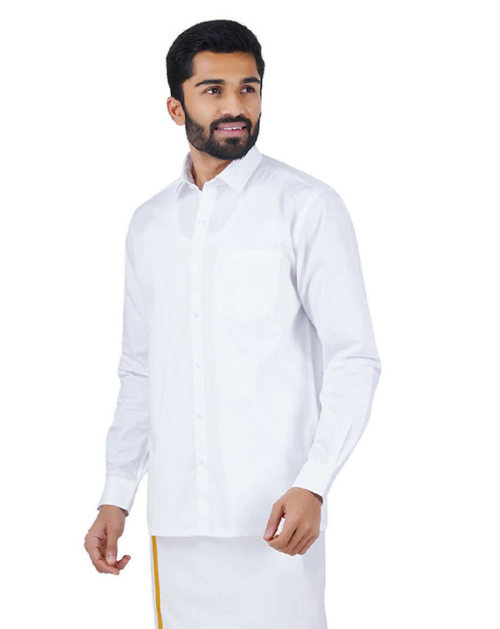 Ramraj Cotton Mens Full Sleeve Formal 100 % Cotton White Shirt