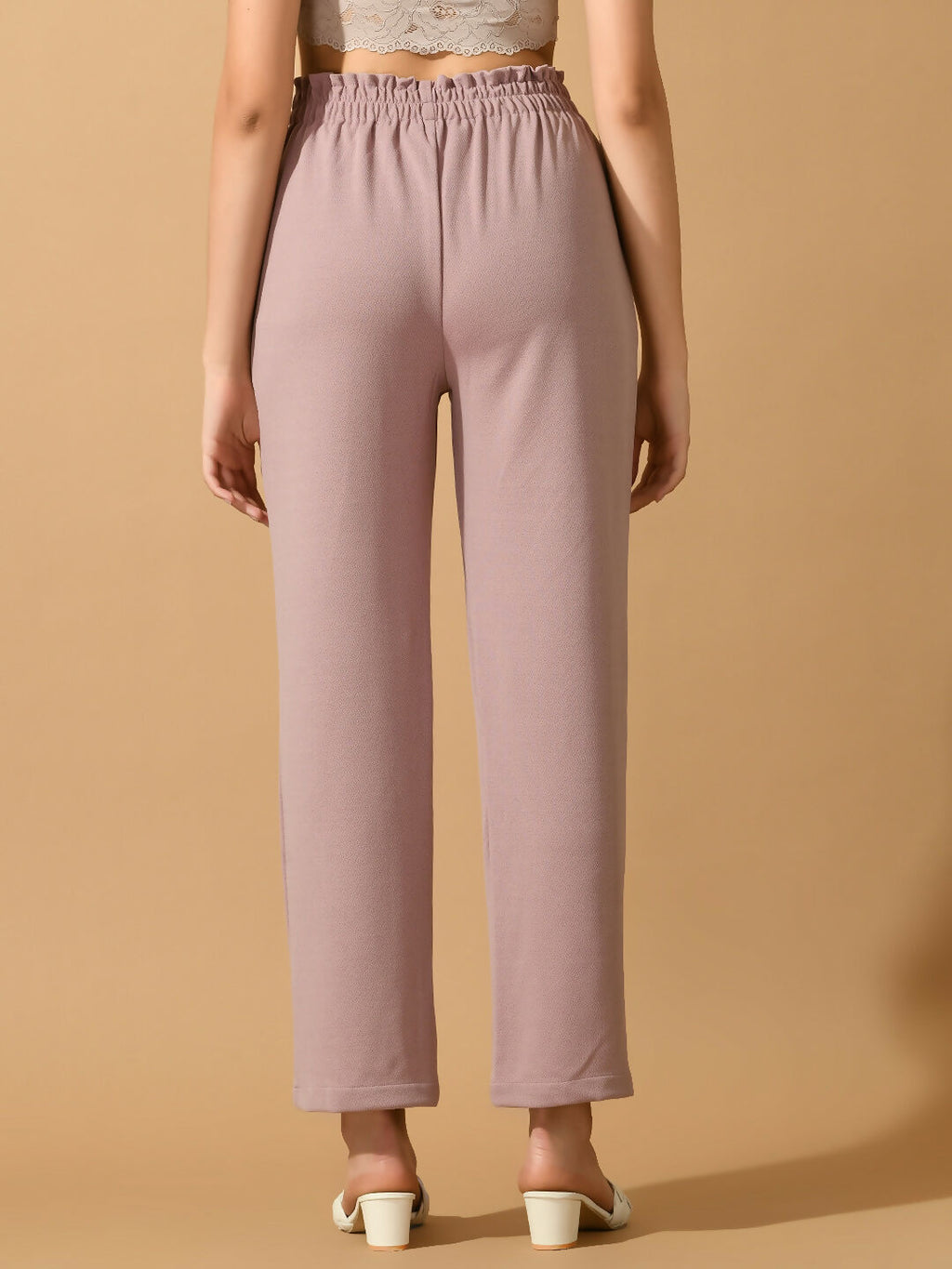 Myshka Women's Lavender Straight Fit Party Trouser