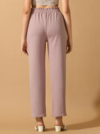 Myshka Women's Lavender Straight Fit Party Trouser