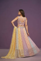 Multicolor Georgette Sequence ,Gota Patti Embroidery Work Lehenga Choli Set - Jihu Culture