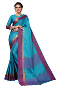 Vamika Ethnic Fire Rama Green Cotton Silk Saree - Distacart