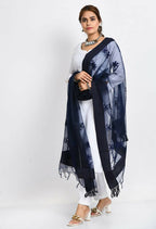 Mominos Fashion Moeza Women's Orgenza All Over Chikan Work Navy Blue Dupatta - Distacart