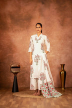 Joban Fashion Off White Pink Hand Block Printed Cotton Suit Set - Distacart