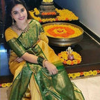 DEIANA'S Beautiful Designer Golden zari Soft Lichi Silk Saree - Yellow