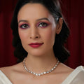 Leaf Shaped Neckpiece in Kundan and American Diamonds (Gold) - Ruby Raang