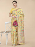 Yellow Silk Blend Woven Design Saree With Unstitched Blouse Piece - Aloki