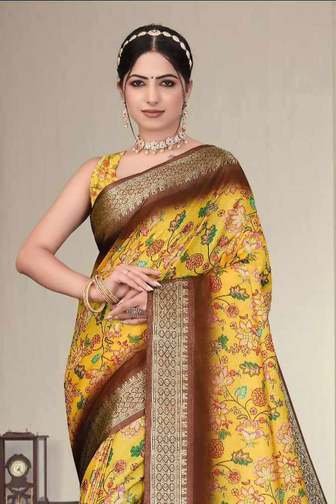PR Fashion Multi Heavy Rich Cotton Silk Digital Print & Jacquard Saree