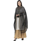 A R SILK Chanderi Piping Regular Dupatta Black Color Dupatta or Chunni