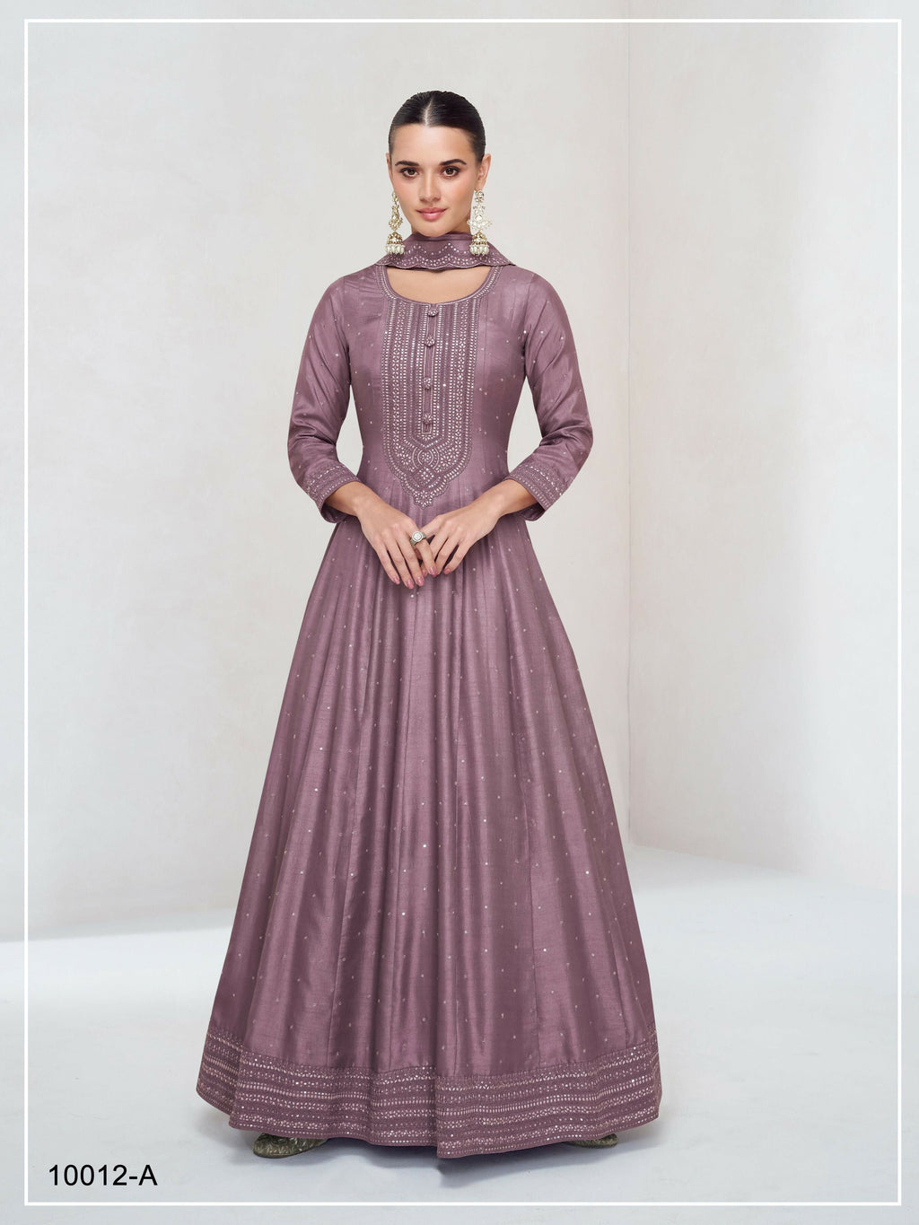 Teeya Creation Pink Color Heavy Vichitra Silk Embroidery Work Long Gown