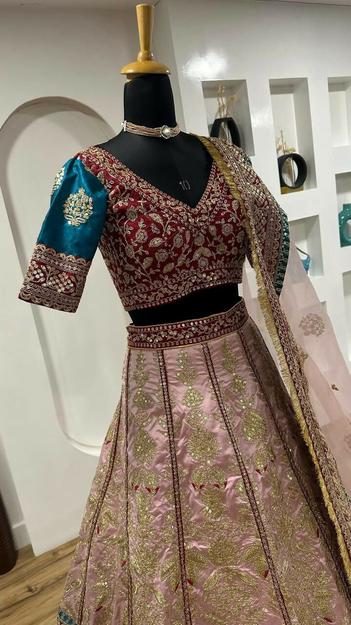 Jyoti Fashion Women's Cream Mulberry Silk Sequins with Dori & Thread Embroidered Designer Lehenga Choli Set