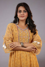 Juniper Women Yellow Georgette Geometric Printed Tiered Maxi Dress - Distacart