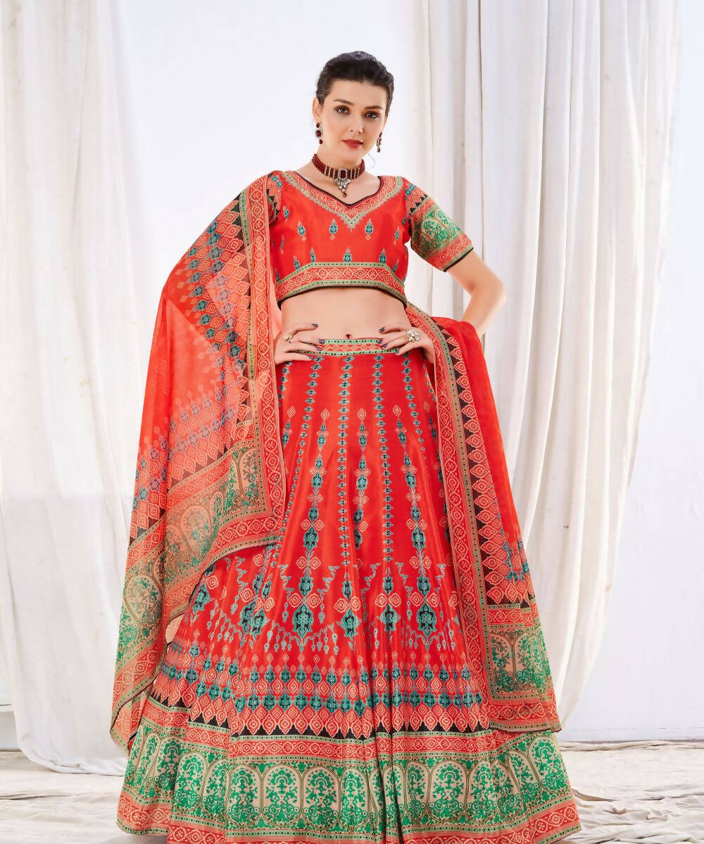 Wedding Designer Red Chinon Lehengha Choli - Anbazaar - Distacart