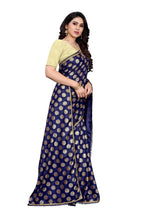 Vamika Navy Rangoli Silk Foil Print Saree (Danish Navy)