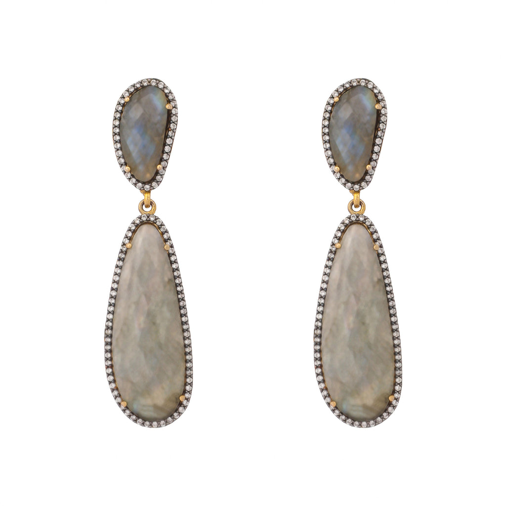 Nuyug 22K Gold Plated Labradorite Stone Contemporary Drop Earrings - Distacart