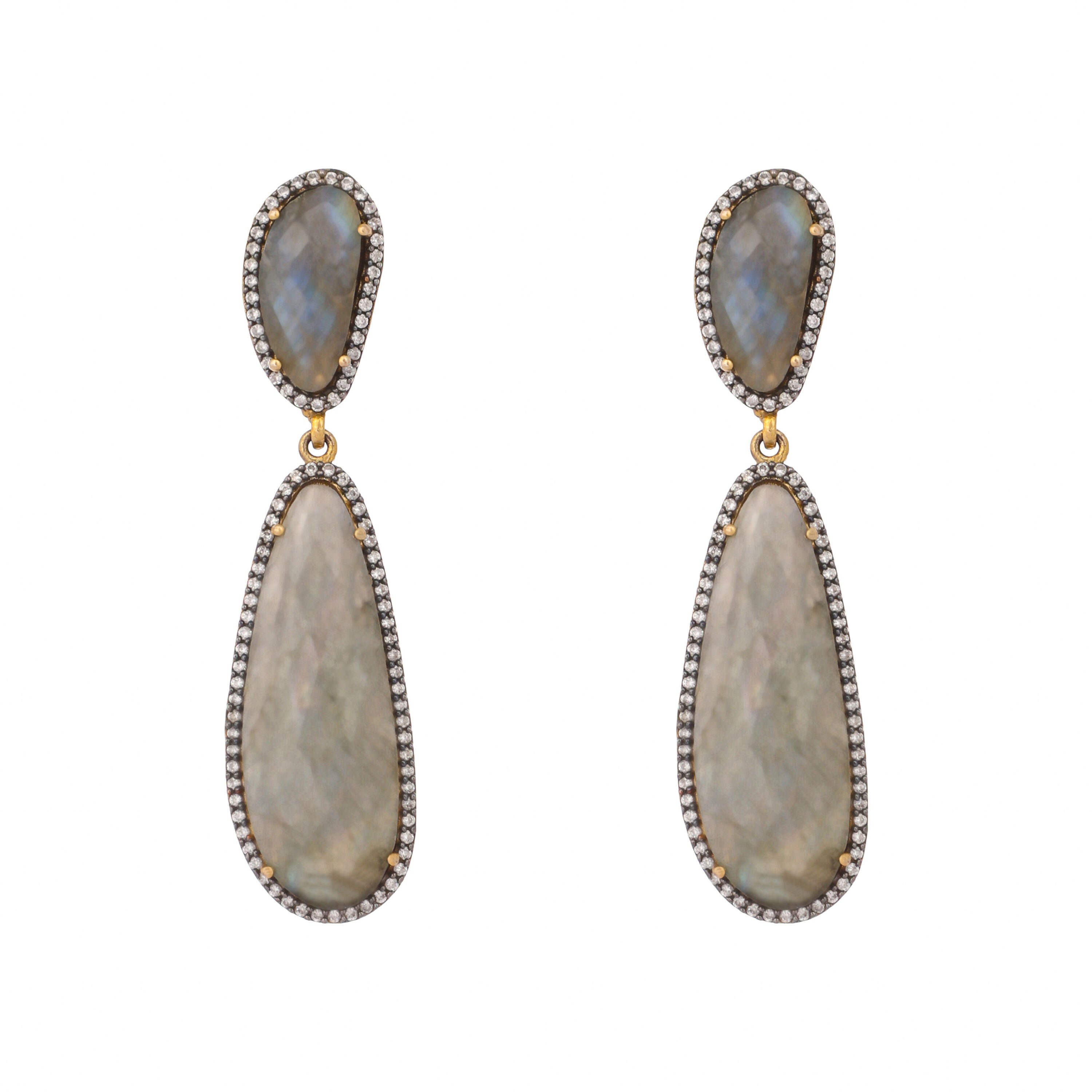 Nuyug 22K Gold Plated Labradorite Stone Contemporary Drop Earrings - Distacart