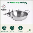 The Indus Valley TurboCuk Tri-ply Stainless Steel Cookware Set: 3L Kadai with Lid + 1.4L Fry Pan, Premium Quality, 3 Layer Thick Body, 100% Toxin-free, Non-stick, Induction & Gas - Distacart