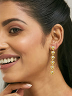 Nuyug 18K Gold-Plated Crystal Stone Studded Triangular Drop Sleek Earrings - Distacart