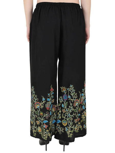 Mominos Fashion Black Floral Design Palazzo