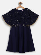 Ahalyaa Blue Crepe, Georgette A-Line Girl's Kurta