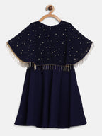 Ahalyaa Blue Crepe, Georgette A-Line Girl's Kurta