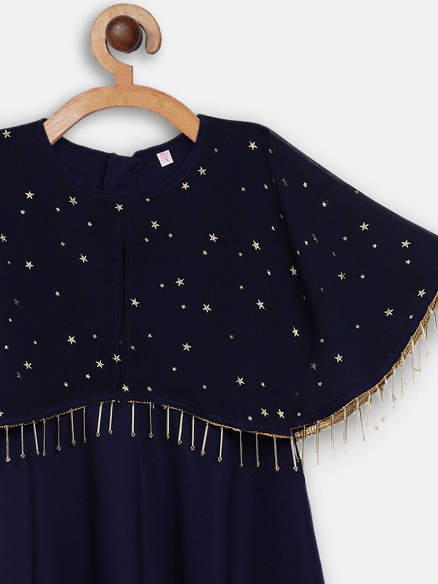 Ahalyaa Blue Crepe, Georgette A-Line Girl's Kurta